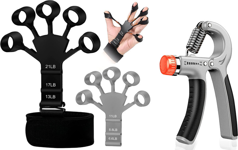 BoldFire Finger Strengthener & Hand Gripper for forearm Finger -Exerciser Hand, Finger Fitness Accessory Kit Kit