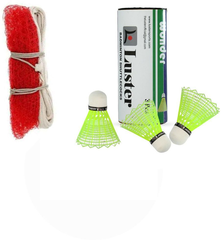 Luster Nylon Shuttle Cork and Nylon Badmintion Net Badminton Kit