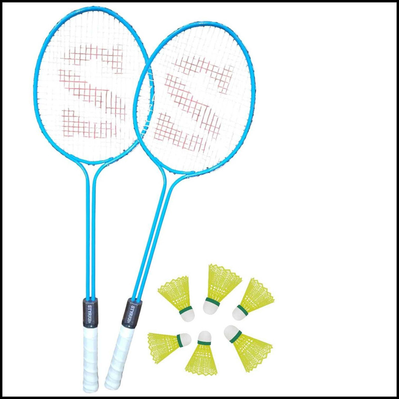 KNK Single Shaft Badminton Racket Pack Of 2 Piece Badminton With 6 Piece Nylon Shuttle Badminton Kit