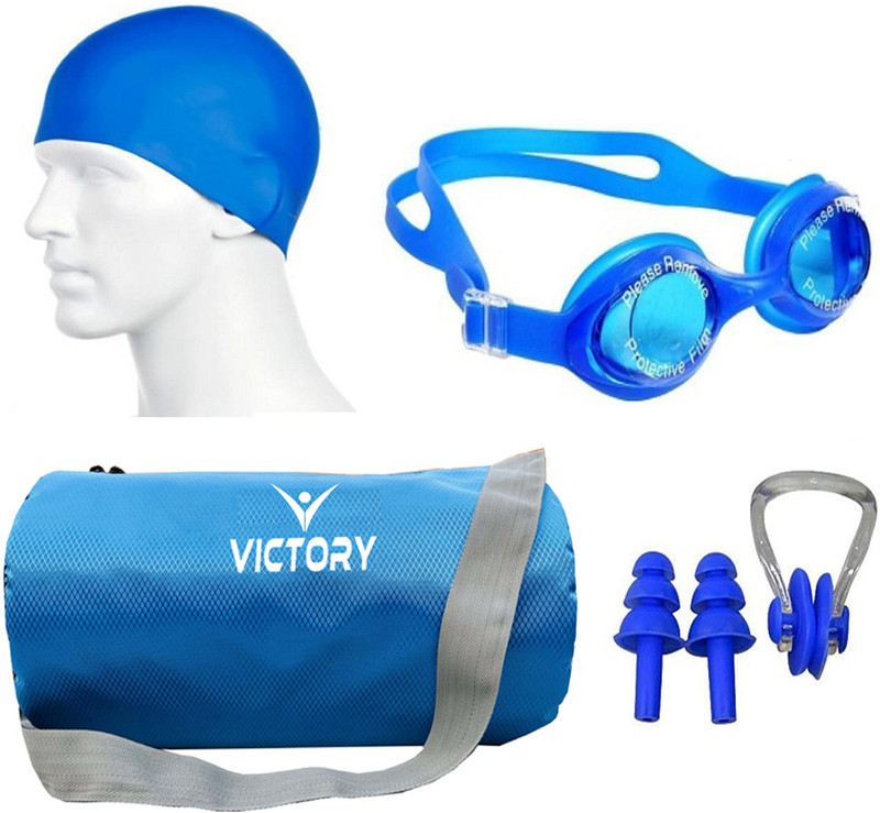 VICTORY Swimming Kit (silicone cap/Bag/Swimming Goggle/Ear plugs/Nose plug) Swimming Kit