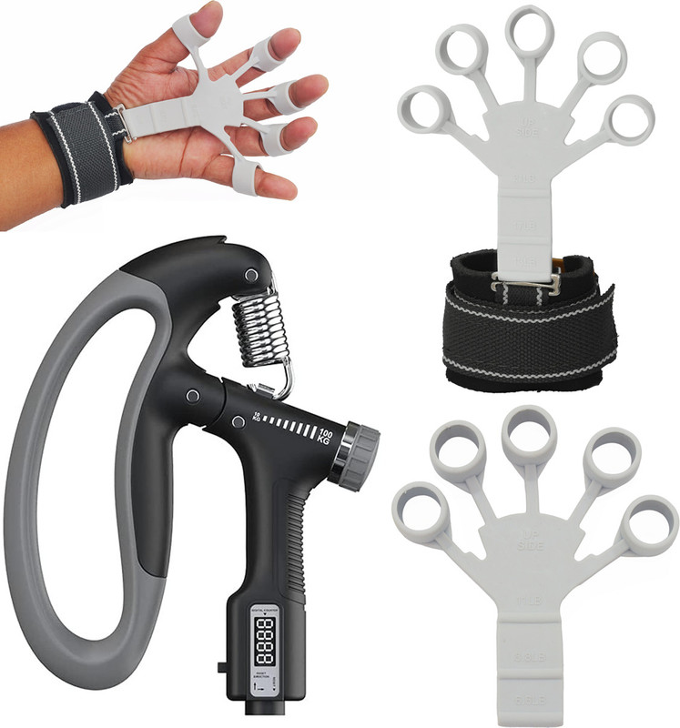 Pheonix Finger Exerciser with Foam Hand Gripper for Home Workout Gym Combo Set Fitness Accessory Kit Kit