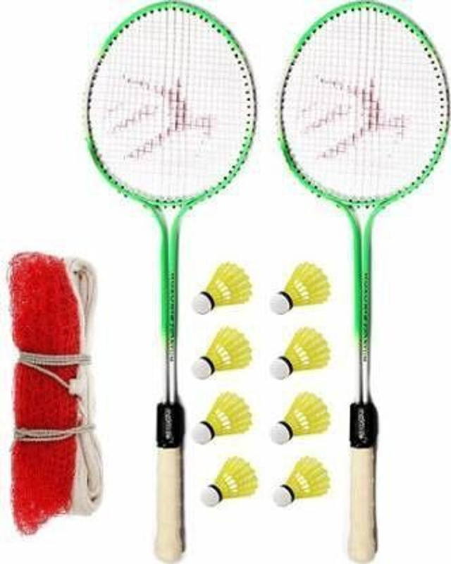 Roxonspo Multicolor Badminton Set Of 2 Piece with 8 Piece Plastic Shuttle 1 Badminton Net Badminton Kit