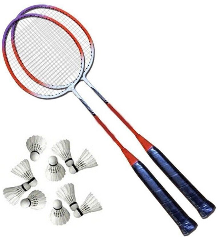 Ravii sports Badminton Racket Set of 2 with- 10 Pieces Feather Shuttle Cock Branded New n Badminton Kit