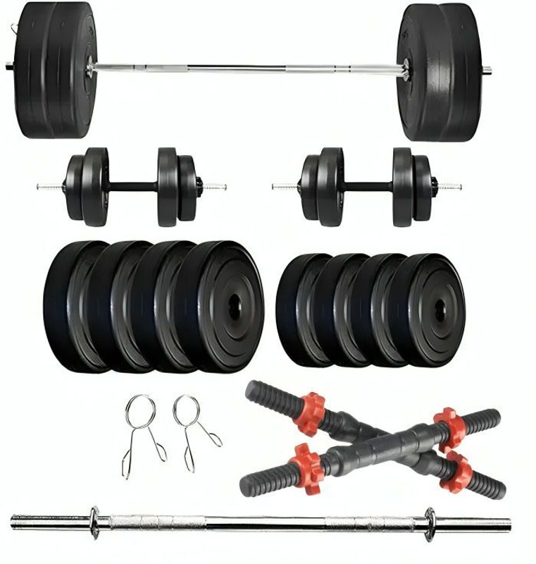 SHIVAM SPORTSS 20Kg PVC Strength Training Weight Set with 3Ft Straight Rod, Dumbbell Rods Fitness Accessory Kit Kit