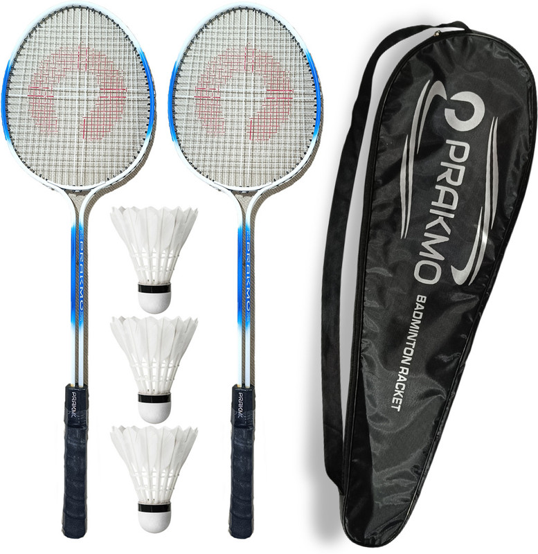 PRAKMO Double Rod Badminton Racket Pair With 3 Shuttles With Full Size Cover Badminton Kit
