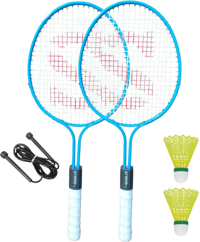 STYRKR Badminton Racket Combo Set (2 Rackets + 2 Shuttlecocks+1 Skipping Rope) Badminton Kit