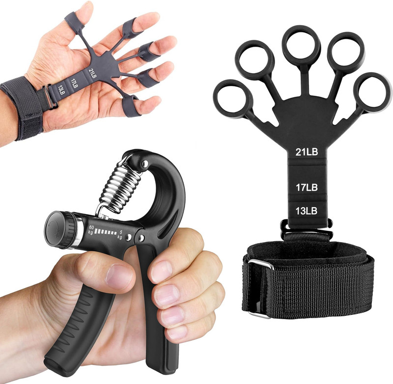 Pheonix Hand Gripper with Finger Exerciser Combo for Wrist and Finger Strengthener power Fitness Accessory Kit Kit