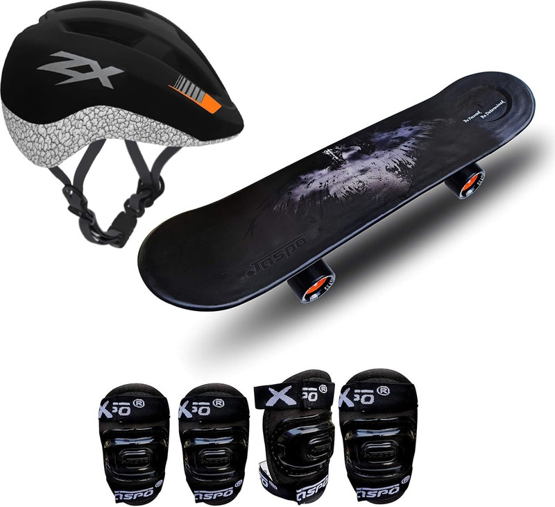 Jaspo Power Kids Pro 26" inches Skateboard, Helmet, Knee, Elbow, Wrist Guard for Beginners Boys & Girls (6 Years & Above) Skating Kit
