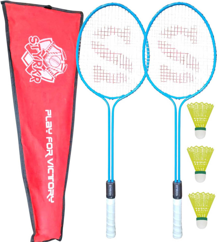STYRKR Badminton Racquet Set of 4 Steel Frame with Shuttlecocks & 2 Bag Badminton Kit
