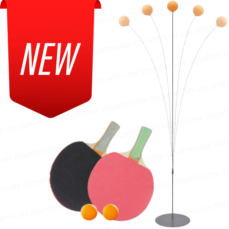 CountryLink Table Tennis Trainer Set with Rebound Balls Elastic Rod & Indoor Practice Stand Table Tennis Kit