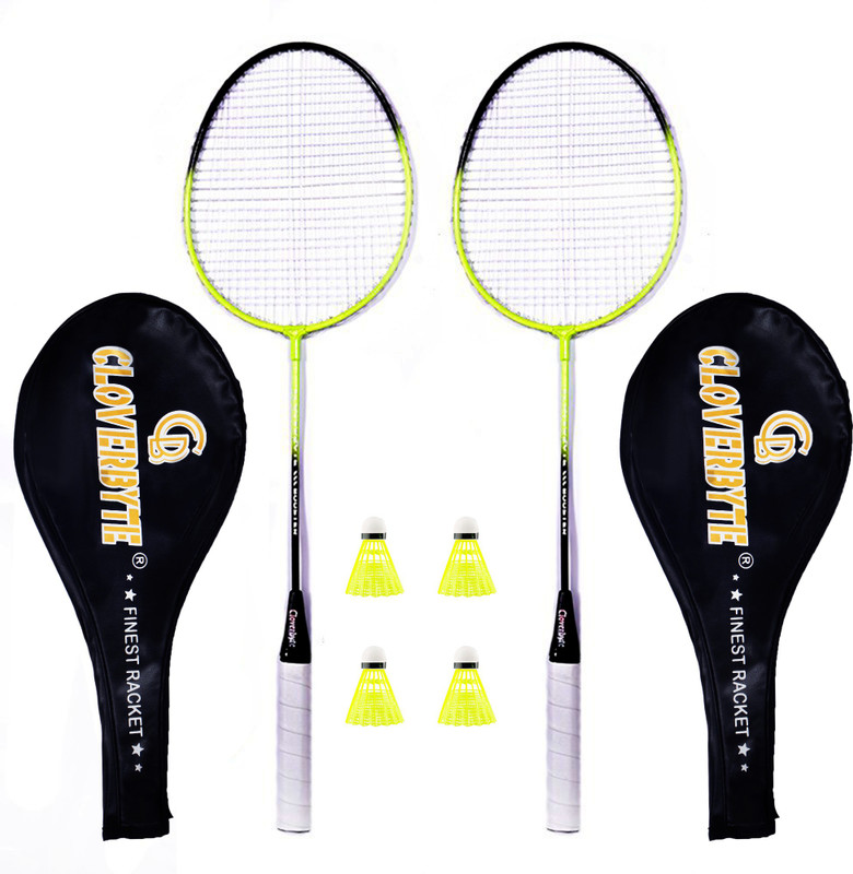 CLOVERBYTE Booster Multicolour 2 Racquet with 4 Nylon Shuttle And Free Head Cover Badminton Kit