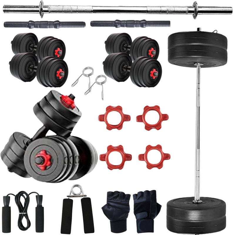 JASMINE FITNESS 30KG Home Gym Dumbbell Plate Set with 3FT Straight Rod & Accessories Fitness Accessory Kit Kit