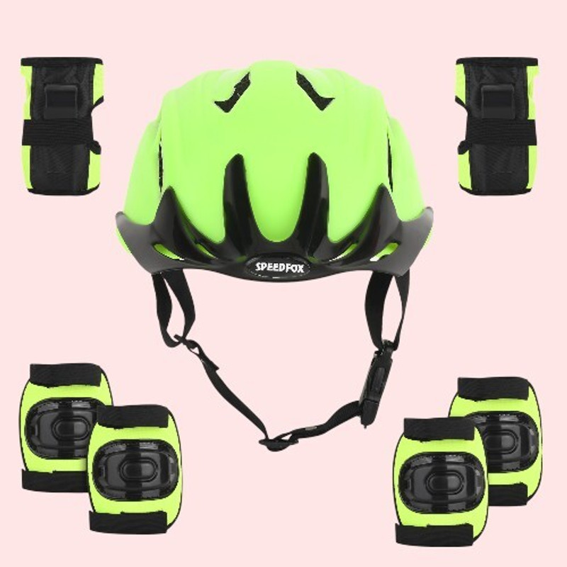 SPEEDFOX bicycle safety kit for kids with complete head safety & full comfortable Cycling Helmet(Green, Black)