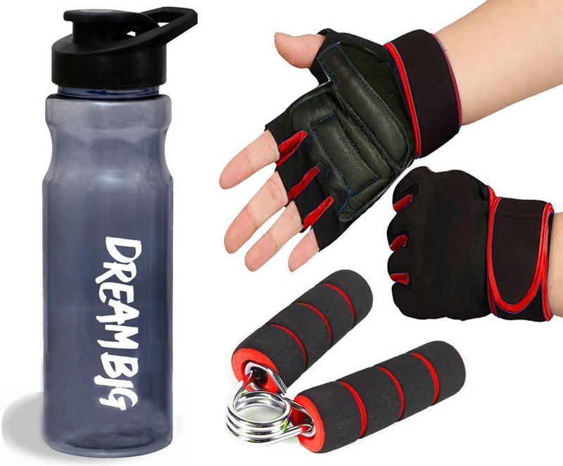 COOL INDIANS Fitness Combo Of Gym Shaker With Gym Glove And Mini Grip For Fitness Accessory Kit Kit