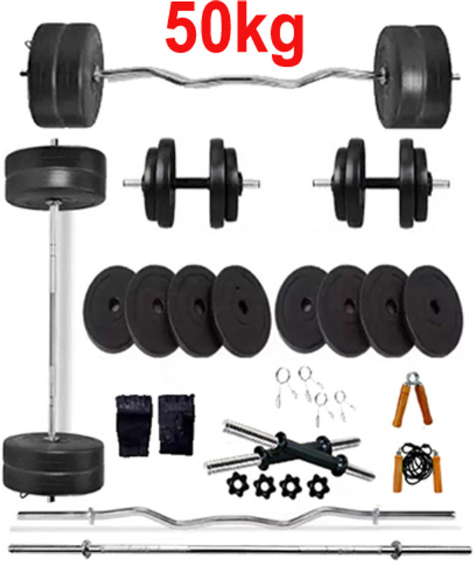 DCS Pro FITNESS 30kg PVC Weight Dumbbell Set + ACCESSORIES - BEST for HOME EXERCISE Black Weight Plate(30 kg)