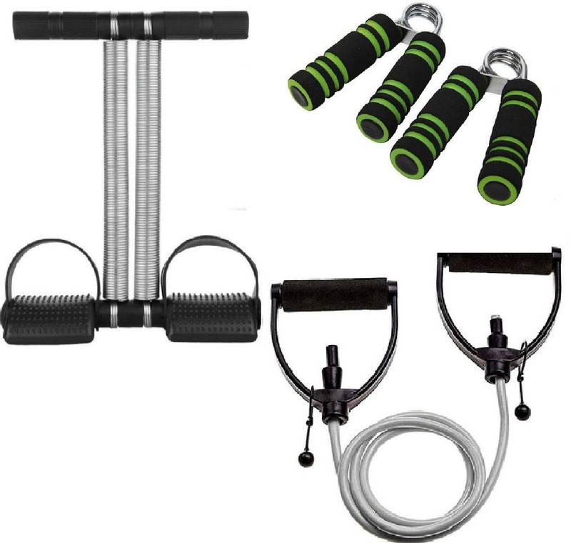Dr Pacvu Set3|Toning Tube & Double Tummy Trimmer, 2Small Gripper Body Stretching,Exercise Fitness Accessory Kit Kit
