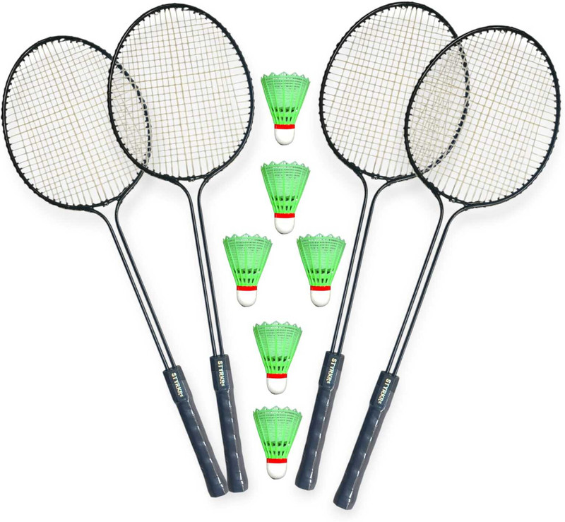 STYRKR Small Double Shaft Badmintion racket with Five Shuttle cork Badminton Kit