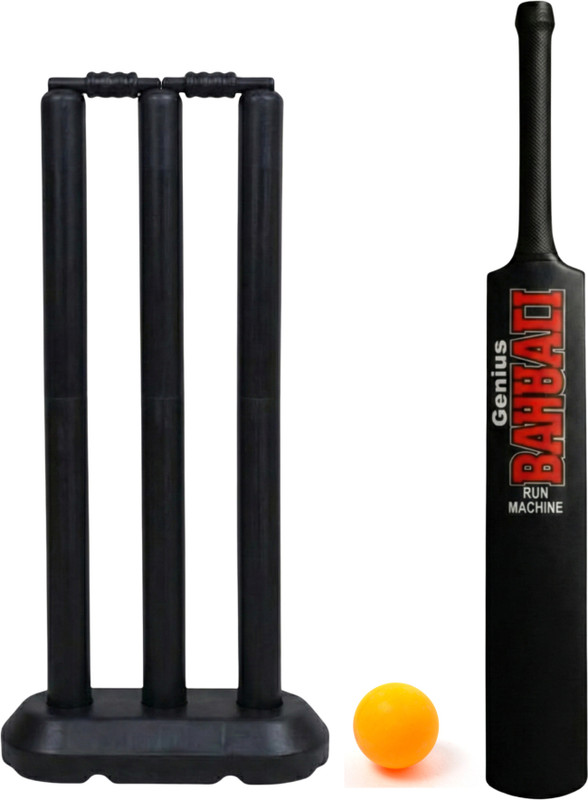 RUGLYNN Black 3 No Plastic Cricket Bat Combo with Stumps and Ball Cricket Kit
