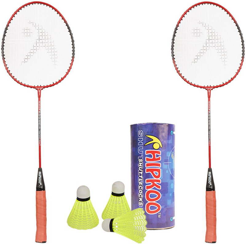 Hipkoo Sports 2 Wide Body Rackets and 3 Shuttlecocks, Ideal for Beginner (Red) Badminton Kit