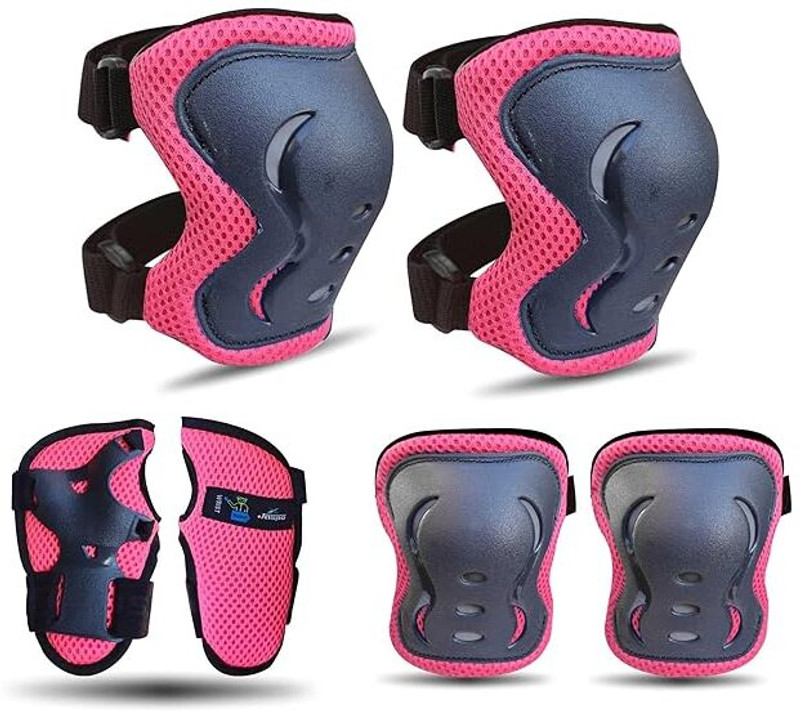 Jaspo Secure Hybrid Knee, Elbow & Wrist Guard Combo for Skating, Cycling for All Age Groups - Medium Size Skating Kit