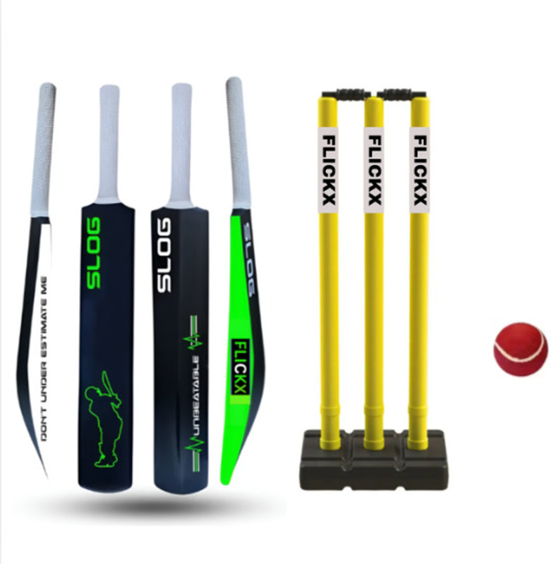 FlickX Represent PVC Cricket Combo Set -1 Bat,1 Stumps & 3 Tennis Ball Cricket Kit