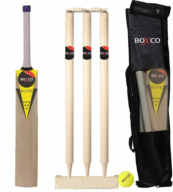 BOXCO Elite Woodern Cricket Set Include Bat, Stamps, Bails and Tennis Ball Upto 9 Year Cricket Kit