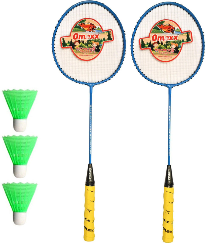 omexx 1500 single shaft badminton rackets set of 2pcs with 2 nylon shuttle Badminton Kit