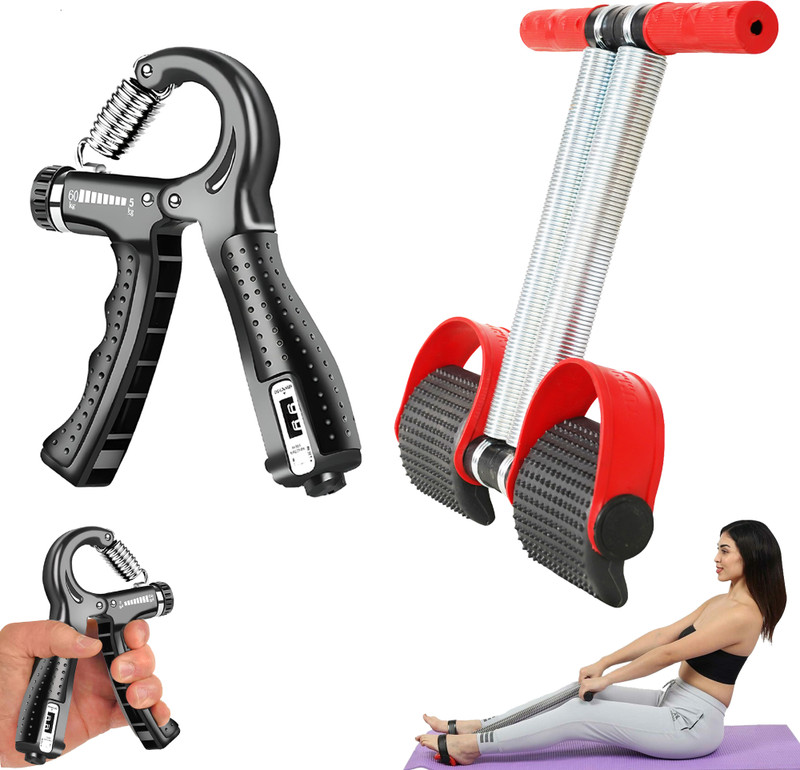 Khargadham Professional Tummy Trimmer Exercise & Adjust Hand Grip Strengthener with Counter Fitness Accessory Kit Kit