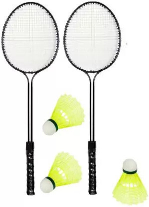 STYRKR Badminton kit ( 2 Pc Double shaft racket + 3 Nylon Shuttle Branded Badminton Kit