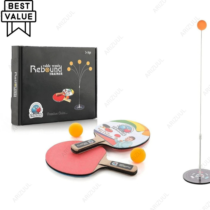 Arizuul Kids Portable Table Tennis Trainer Set Indoor Ping Pong Toy with Rebound Ball Table Tennis Kit