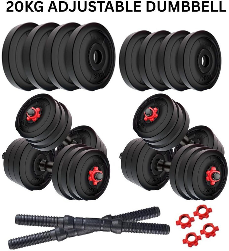 FASTERO FITNESS 20KG Fitness Dumbbell Set Adjustable Weight Kit for Strength Training Fitness Accessory Kit Kit