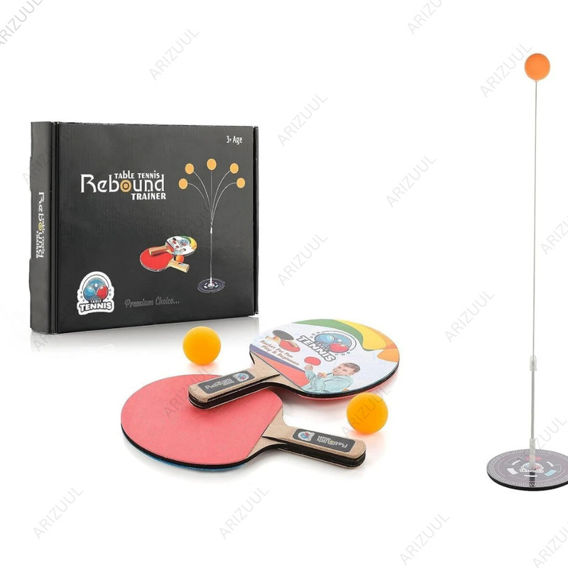 Arizuul Kids Table Tennis Trainer Set Portable Indoor Ping Pong Toy with Rebound Ball Table Tennis Kit