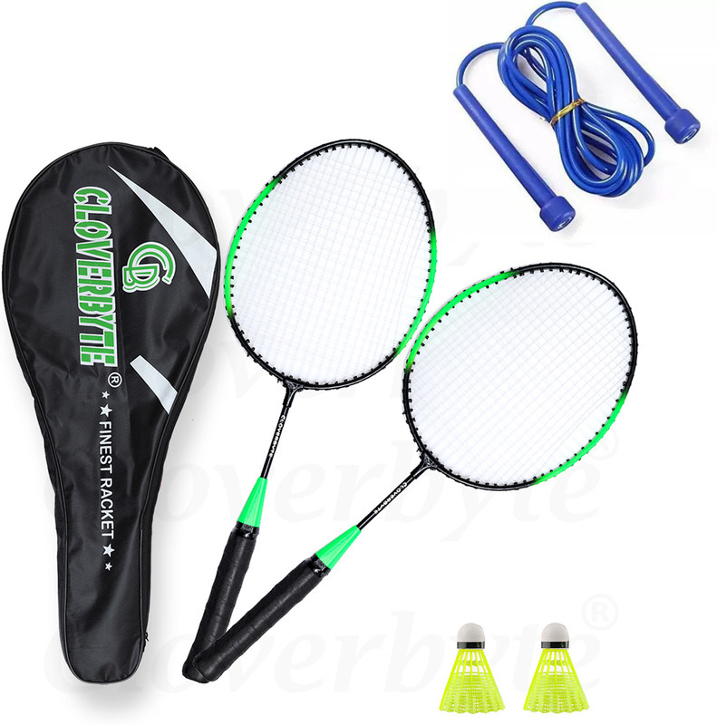 CLOVERBYTE Exotic Kids Racket Combo Set with 2 Shuttle ,Cover And Skipping Rope For Kids Badminton Kit