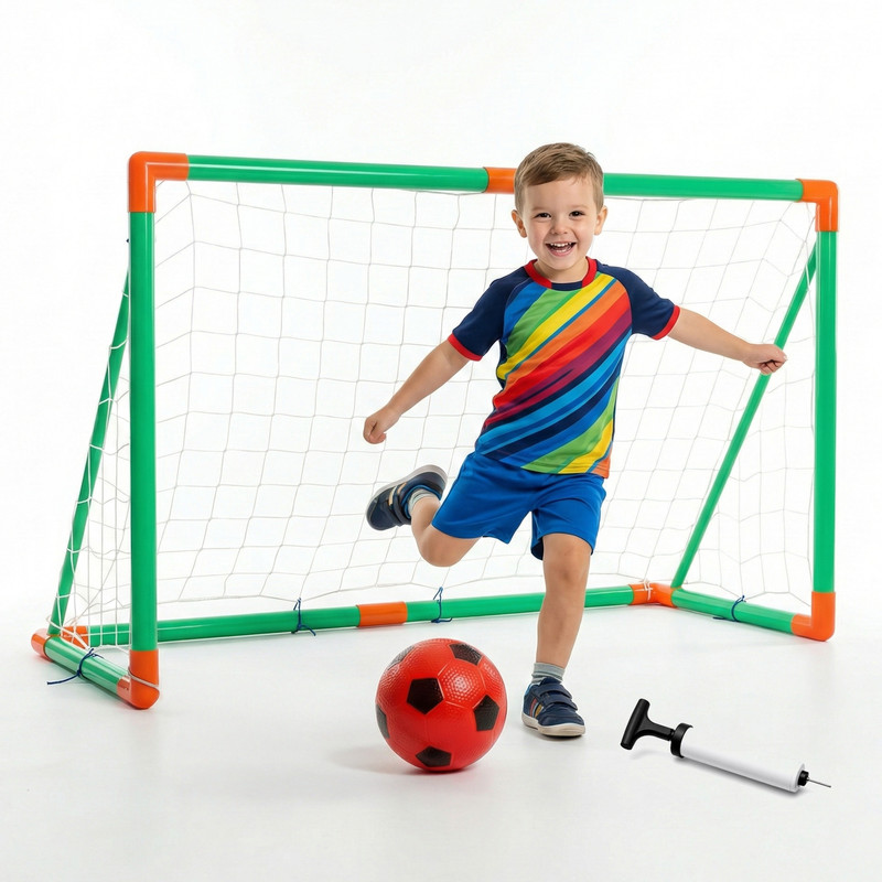 Kidsmate Kids Football Goal Set with Ball & Pump, Mini Football Net,Indoor & Outdoor Play Football Kit