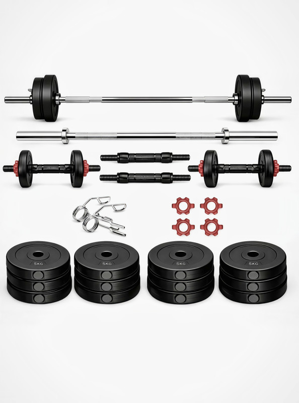 FASTERO FITNESS 20Kg PVC Strength Training Weight Set with 3Ft Straight Rod, Dumbbell Rods Fitness Accessory Kit Kit