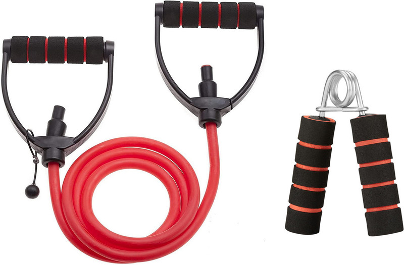 Fitnesstricks Combo Of Single Toning Tube With Foam Hand Gripper For Workout Equipment Fitness Accessory Kit Kit