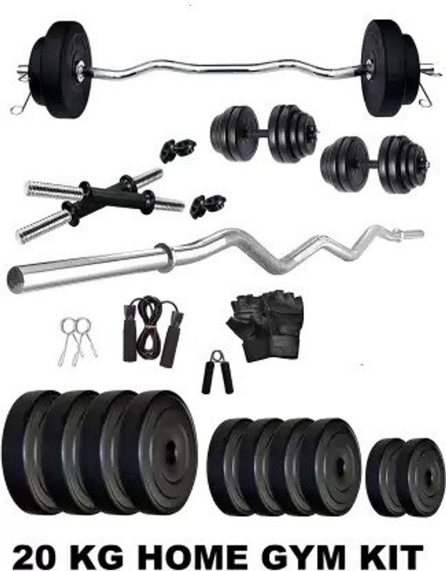 Tucker 20 kg 20 Kg Set with 3 Ft Curl Rod & 1 Pair Dumbbell Rods for Men & Women Home Gym Combo