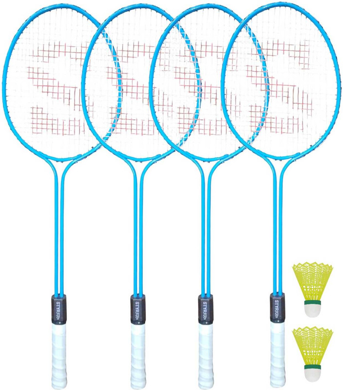 STYRKR Badminton Racquet Set of 2 Steel Frame with Shuttlecock 3 1 Skipping Rope Combo Badminton Kit