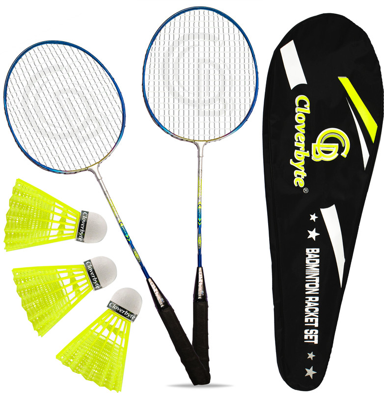 CLOVERBYTE POWER Blue Steel LightWeight Racquet 1 Pair with 3 pc Shuttlecocks And Bag Badminton Kit