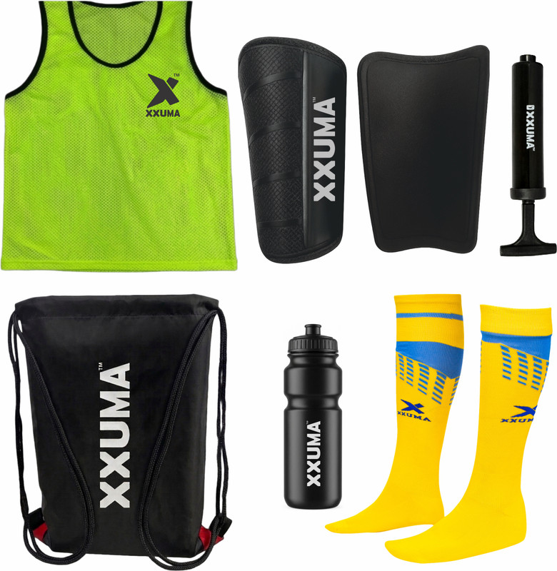 XXUMA Football Training Accessories with Bib, Shin Guard, Socks, Bottle, Pump & Bag Football Kit