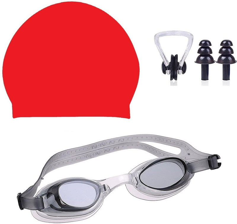 MOVEX Swimming Set with Anti-Fog Goggles and Silicone Swimming Cap for Adults & Kids Swimming Kit