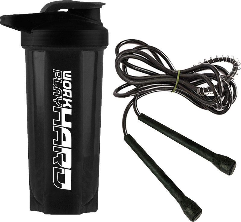 TRUE INDIAN Combo of BPA Free Shaker and Skipping Rope for Workout for Men and Women. Fitness Accessory Kit Kit