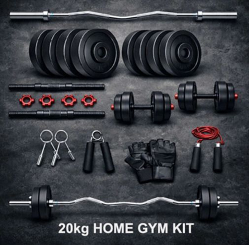 BAPTIZO 30 KG PVC Weight Set With 3Ft Straight Rod & Acc Fitness Accessory Kit Kit