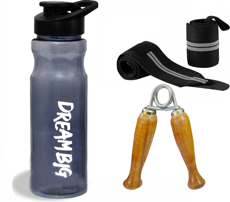 TRUE INDIAN Best Gym Shaker with Mini Gripper and Wrist Band for Gym & Fitness Kit. Fitness Accessory Kit Kit