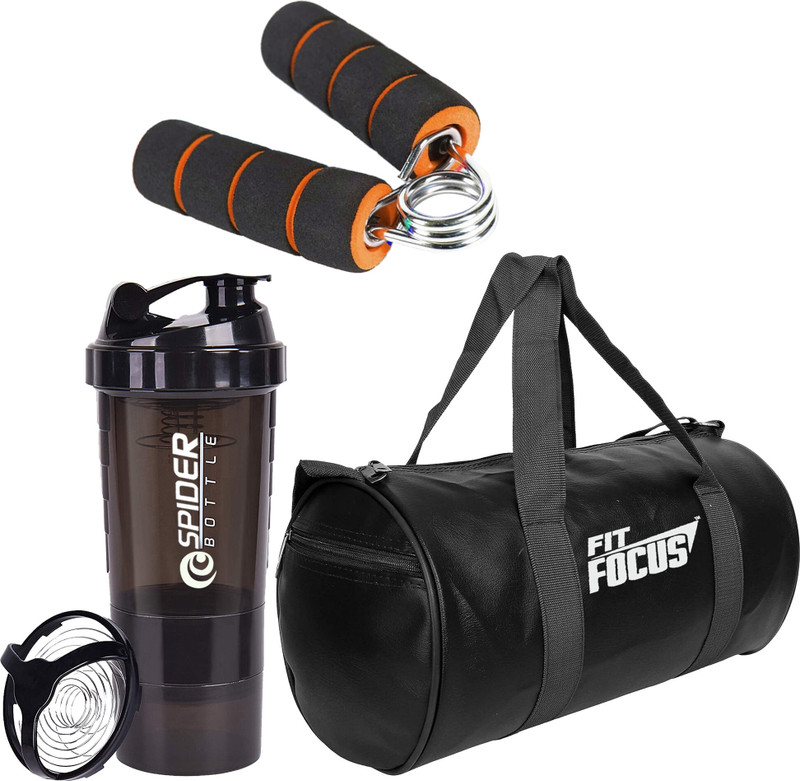 FIT FOCUS Power Combo Set of Gym Bag with Hand Gripper and Shaker Bottle For Men & Women Fitness Accessory Kit Kit
