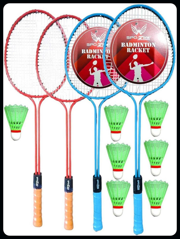 SPO Zone Badminton Racket Pack Of 4 With Shuttlecock Badminton Kit