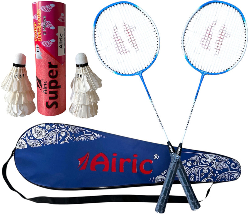 Airic Isometric Blaster Durable with 6 Premium Feather Shuttles, Net and Cover Badminton Kit