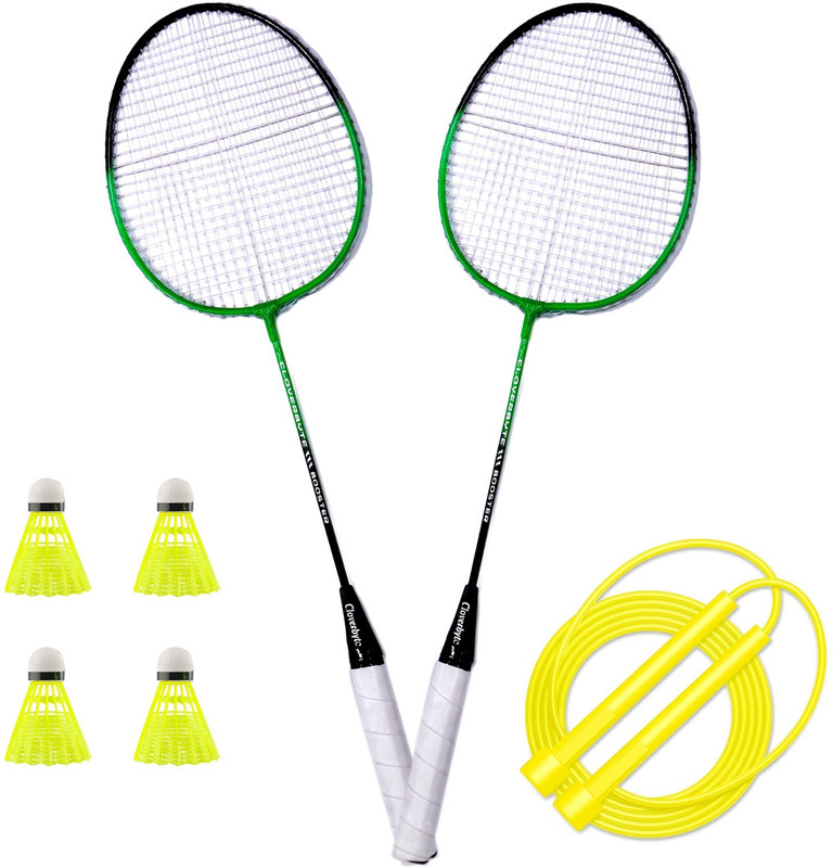 CLOVERBYTE Booster Set Of 2 Badminton With 4 Nylon Shuttle and Pencil Skipping Rope Badminton Kit
