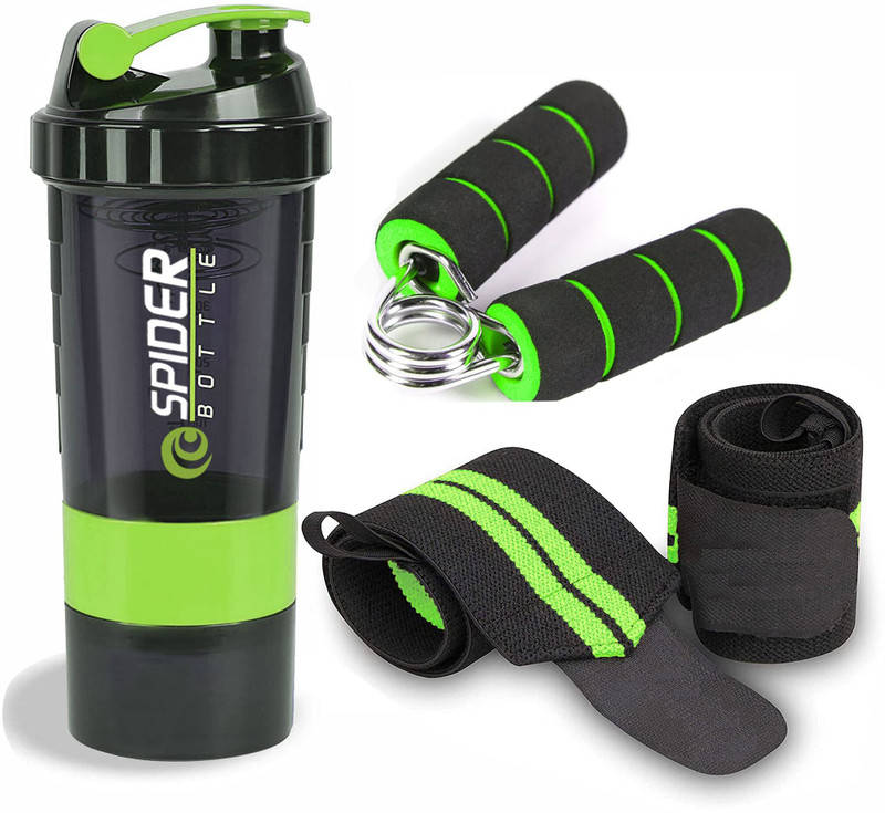 COOL INDIANS Premium Quality Gym Shaker Leak-proof Shaker with Wrist Band and Mini Gripper. Fitness Accessory Kit Kit