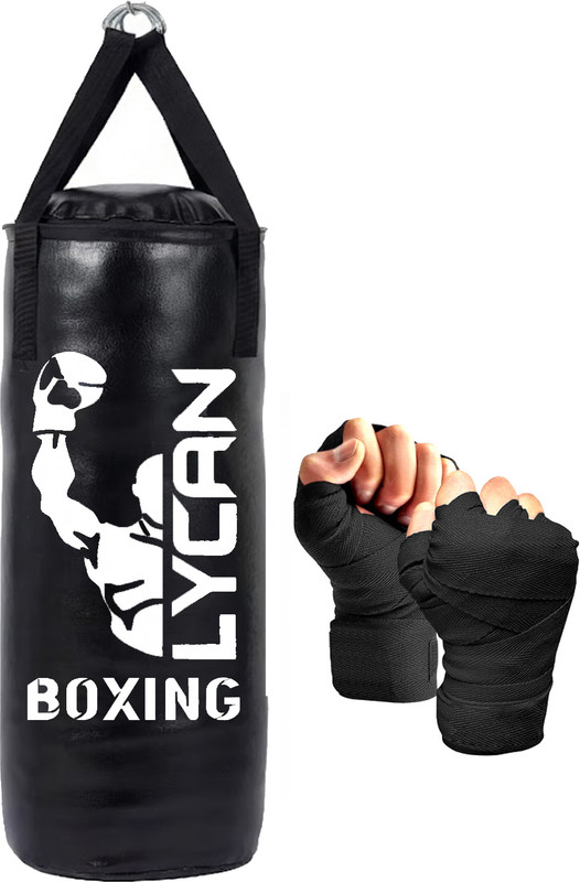 LYCAN 2FT Kickboxing Punching Bag With Hanging Chain,handwrap Combo Hanging Bag(2 FT, 24 inch)